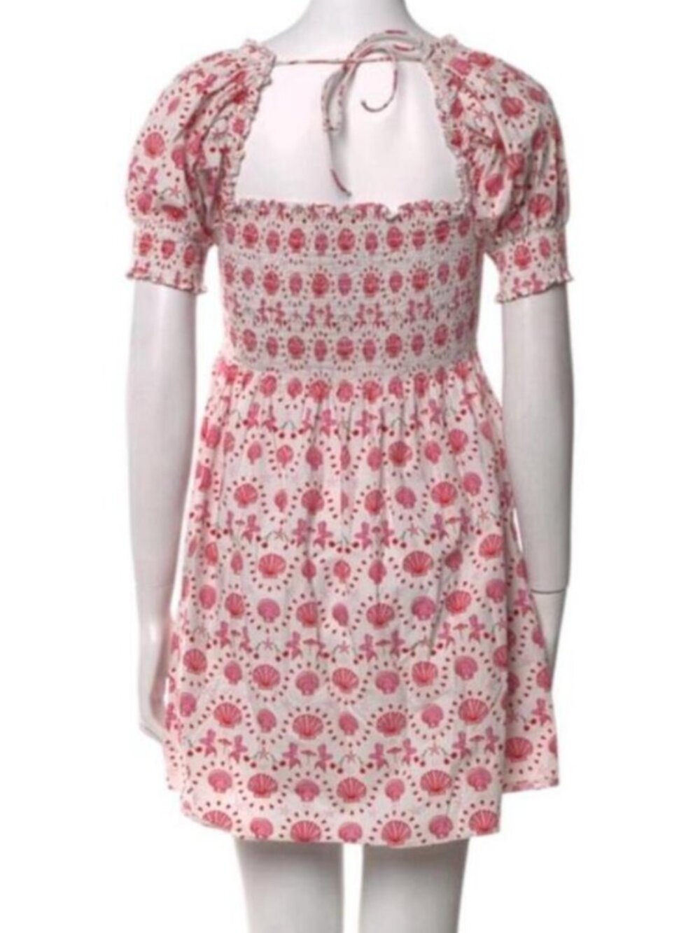 Hill House Home Athena Nap cotton mini shirred Dress Sz XS mermaids/shells - Picture 4 of 11
